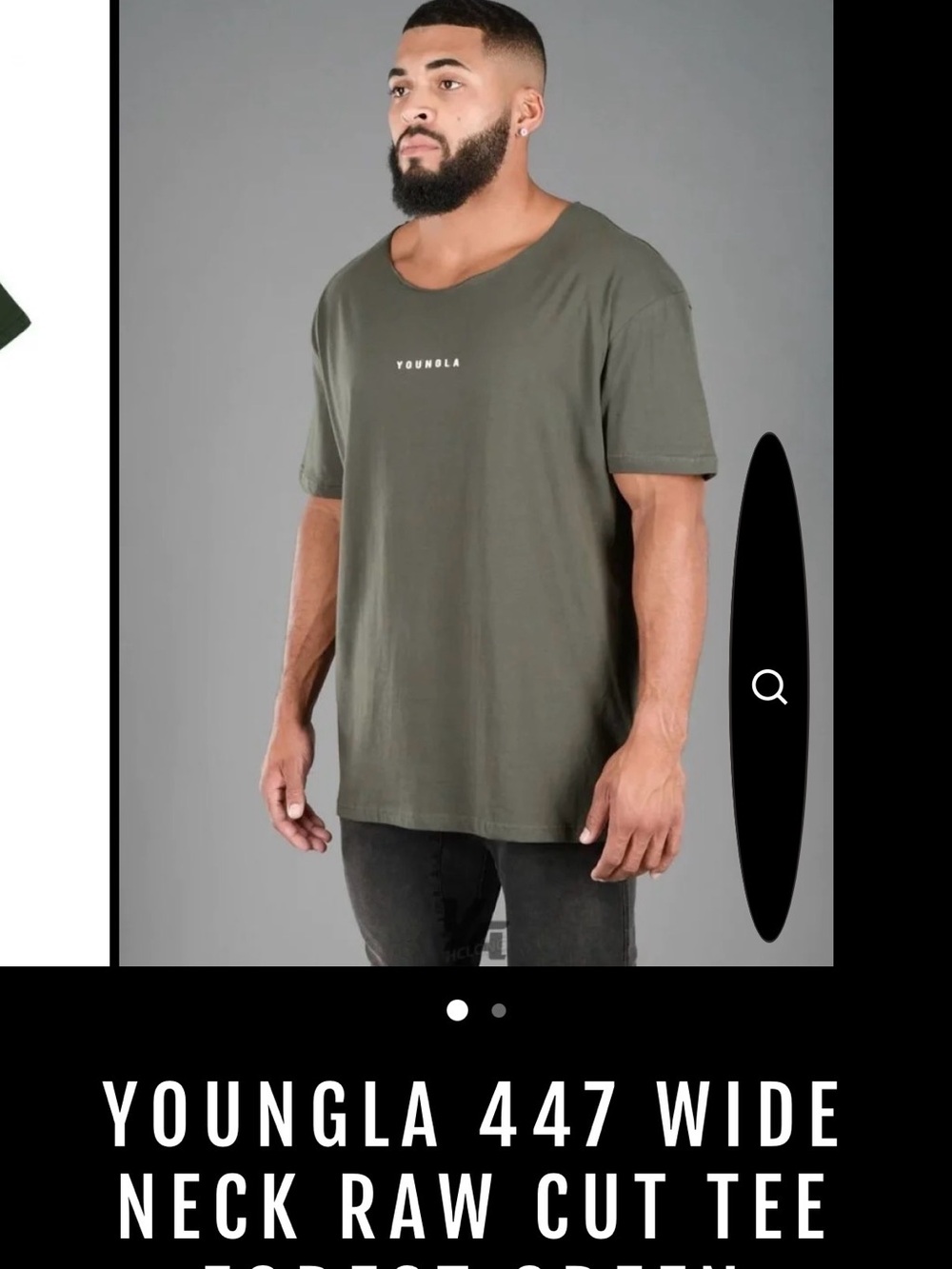YoungLA Olive Wide Neck Raw Hem Tee